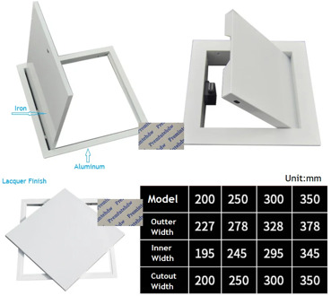 Lacqure Square 8" 10" 12" 15" Metal Plumbing Access Panel Ceiling Wall Hinged Inspection Door Cam Magnetic Latch Push to Open