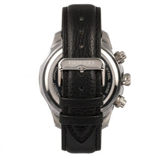 Lacroix chronograaf horloge met leren band Zwart en zilver