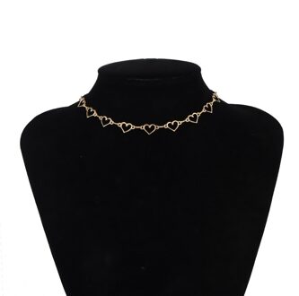 Lacteo Koreaanse Zoete Liefde Hart Ketting Choker Ketting Leuke Legering Sleutelbeen Keten Charm Ketting Sieraden Voor Lover gouden kleur