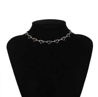Lacteo Koreaanse Zoete Liefde Hart Ketting Choker Ketting Leuke Legering Sleutelbeen Keten Charm Ketting Sieraden Voor Lover zilvere kleur