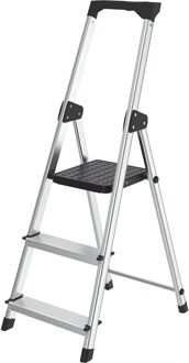 Ladder / Huishoudtrap - Inklapbaar - 3 treden Zilver