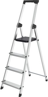 Ladder / Huishoudtrap - Inklapbaar - 4 treden Zilver