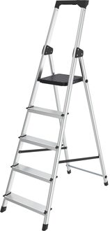 Ladder / Huishoudtrap - Inklapbaar - 5 treden Zilver