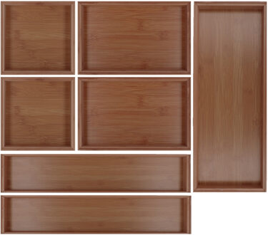 Lade bakjes/organiseer set - Tidy Smart - 7-delig - acacia hout - 40 x 60 cm - opbergsysteem
