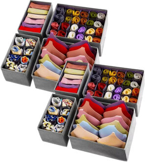 lade Organizer - set van 8x stuks - grijs - opbergmanden - opvouwbaar