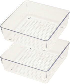 Lade organizer Skuff - 2x - transparant - kunststof - 15 x 15 x 5 cm - modulair - ladeverdeler