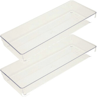 Lade organizer Skuff - 2x - transparant - kunststof - 15 x 37,5 x 5 cm - modulair - ladeverdeler