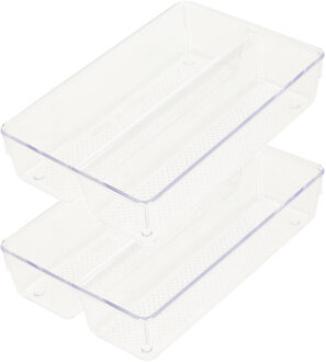 Lade organizer Skuff - 2x - transparant - kunststof - 23 x 15 x 5 cm - modulair - ladeverdeler