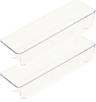 Lade organizer Skuff - 2x - transparant - kunststof - 23 x 7,5 x 5 cm - modulair - ladeverdeler
