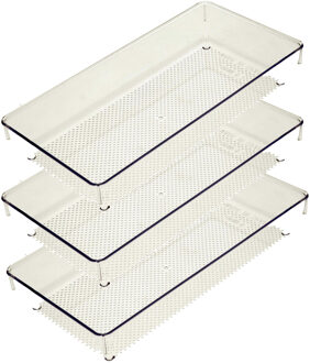 Lade organizer Skuff - 3x - transparant - kunststof - 15 x 23 x 5 cm - modulair - ladeverdeler