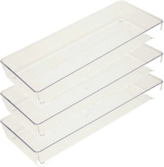 Lade organizer Skuff - 3x - transparant - kunststof - 15 x 37 x 5 cm - modulair - ladeverdeler