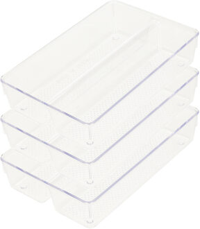 Lade organizer Skuff - 3x - transparant - kunststof - 23 x 15 x 5 cm - modulair - ladeverdeler
