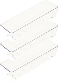 Lade organizer Skuff - 3x - transparant - kunststof - 23 x 7,5 x 5 cm - modulair - ladeverdeler