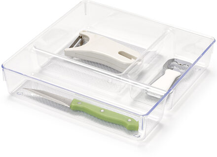 Lade organizer Skuff - transparant - kunststof - 23 x 23 x 5 cm - modulair - ladeverdeler