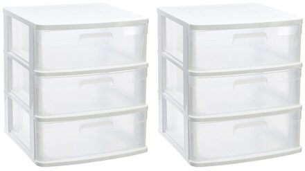 Ladeblok/bureau organizer - 2x lades - wit/transparant - L40 x B39 x H49.5 cm - kunststof