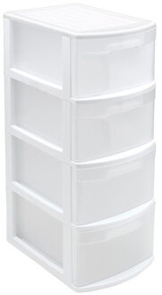Ladeblok/bureau organizer - met 4 lades - wit/transparant - L39 x B28.5 x H78 cm