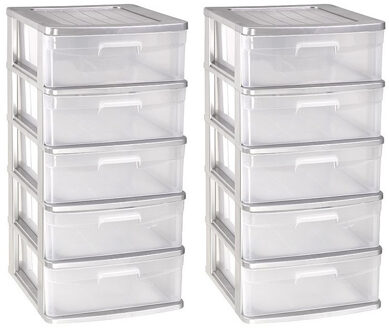 Ladeblok met 2x lades - grijs/transparant - L40 x B39 x H81 cm - grote lades