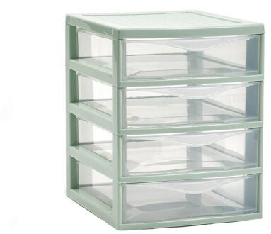 Ladeblokje/bureau organizer 4x lades - mintgroen/transparant - L18 x B21 x H23 cm - plastic