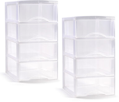 Ladeblokje/bureau organizer met 2x lades - transparant - L26 x B37 x H49 cm - plastic