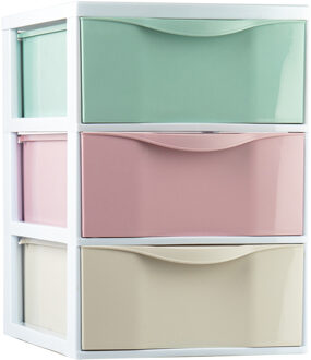 Ladeblokje/bureau organizer met 3x lades - gekleurd - L26 x B37 x H37 cm - plastic