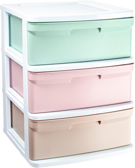 Ladeblokje/bureau organizer met 3x lades - gekleurd - L39 x B40 x H49 cm - plastic