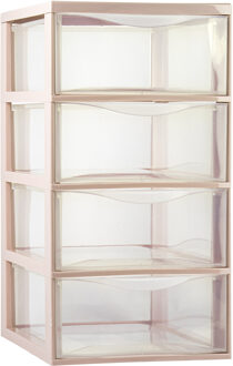 Ladeblokje/bureau organizer met 4x lades - transparant/beige - L26 x B37 x H49 cm - plastic