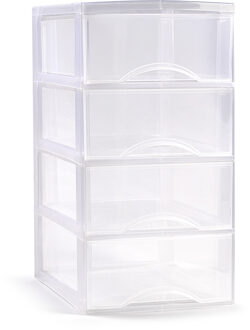 Ladeblokje/bureau organizer met 4x lades - transparant - L26 x B37 x H49 cm - plastic