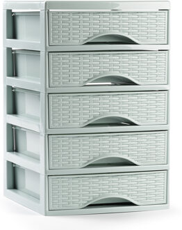 Ladeblokje/bureau organizer met 5x lades - mintgroen - L18 x B21 x H28 cm - plastic