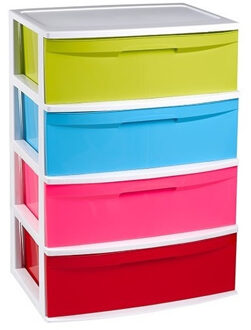 Ladekast - 4 lades - organizer - gekleurd - 40 x 56 x 80 cm