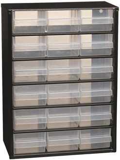 Ladekast DIY staal met 18 laden Zwart