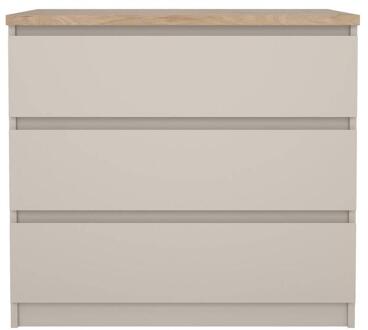 Ladekast Naia 3 Lades - Greige/eiken - 70,1x77x50 Cm - Spaanplaat - Beige#Grijs#Taupe - 76.8x70.1x50 Cm
