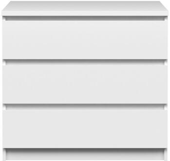 Ladekast Naia 3 Lades - Hoogglans - 70,1x76,8x50 Cm - Spaanplaat - Wit - 76.8x70.1x50 Cm