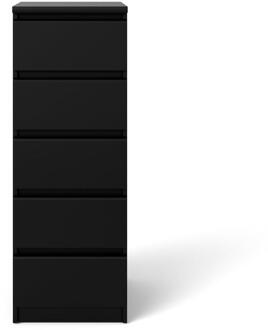 Ladekast Naia - 5 Lades - Mat - 111,3x40,2x50 Cm - Spaanplaat - Zwart - 40.2x111.3x50 Cm