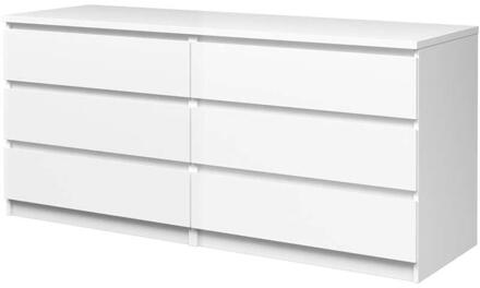 Ladekast Naia 6 Lades - Hoogglans - 70x153,6x50 Cm - Spaanplaat - Wit - 153.6x70x50 Cm