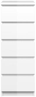Ladekast Naia Hoog 5 Lades - Hoogglans - 111,3x40,2x50 Cm - Spaanplaat - Wit - 40.2x111.3x50 Cm