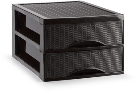 Ladekastje bureau organizer SORTED - 2 lades - donkerbruin - L26 x B35 x H19 cm - kunststof