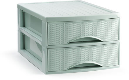Ladekastje bureau organizer SORTED - 2 lades - groen - L26 x B35 x H19 cm - kunststof
