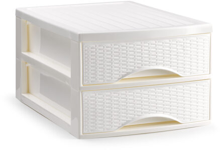 Ladekastje bureau organizer SORTED - 2 lades - wit - L26 x B35 x H19 cm - kunststof