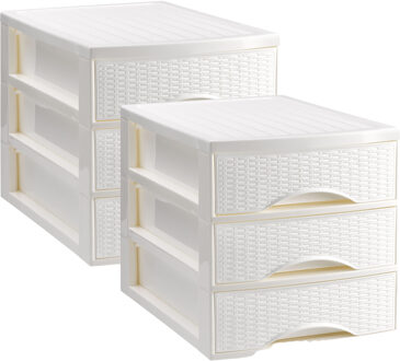 Ladekastje bureau organizer SORTED - 2x - 3 lades - wit - L26 x B35 x H28 cm - kunststof