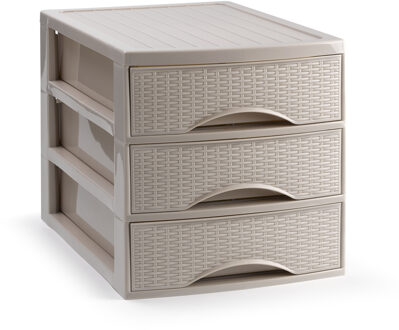 Ladekastje bureau organizer SORTED - 3 lades - beige - L26 x B35 x H28 cm - kunststof