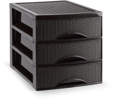Ladekastje bureau organizer SORTED - 3 lades - donkerbruin - L26 x B35 x H28 cm - kunststof
