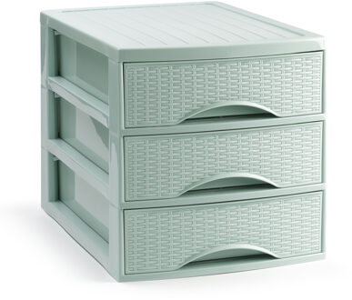 Ladekastje bureau organizer SORTED - 3 lades - groen - L26 x B35 x H28 cm - kunststof