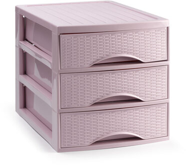 Ladekastje bureau organizer SORTED - 3 lades - roze - L26 x B35 x H28 cm - kunststof