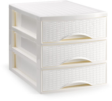 Ladekastje bureau organizer SORTED - 3 lades - wit - L26 x B35 x H28 cm - kunststof