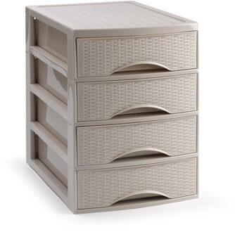 Ladekastje bureau organizer SORTED - 4 lades - beige - L26 x B35 x H36 cm - kunststof