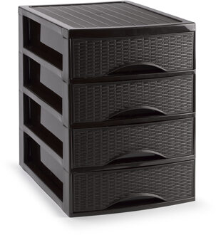 Ladekastje bureau organizer SORTED - 4 lades - donkerbruin - L26 x B35 x H36 cm - kunststof