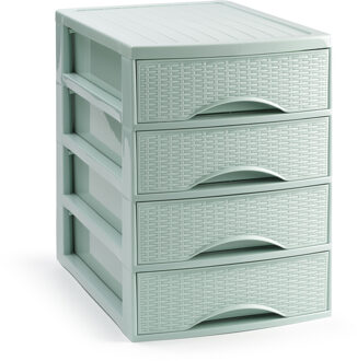 Ladekastje bureau organizer SORTED - 4 lades - groen - L26 x B35 x H36 cm - kunststof