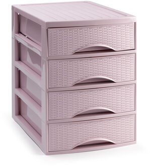 Ladekastje bureau organizer SORTED - 4 lades - roze - L26 x B35 x H36 cm - kunststof