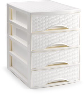 Ladekastje bureau organizer SORTED - 4 lades - wit - L26 x B35 x H36 cm - kunststof