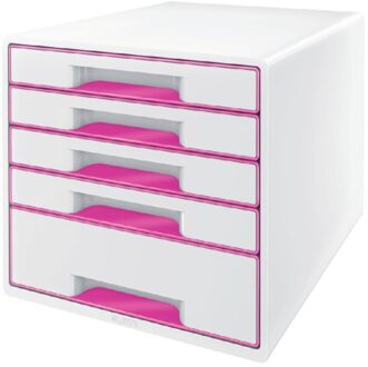 Ladenblok Leitz WOW 5 laden wit/roze Transparant